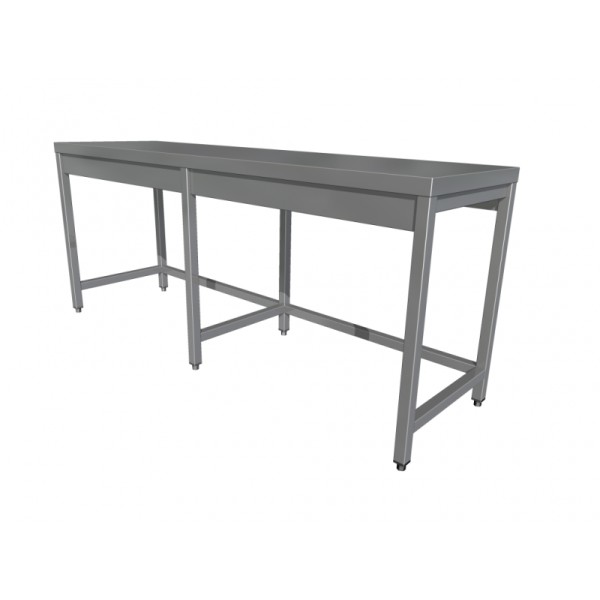 Masă de lucru inox fără poliță cu 6 picioare