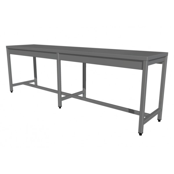 Masă de lucru inox fără poliță cu 6 picioare