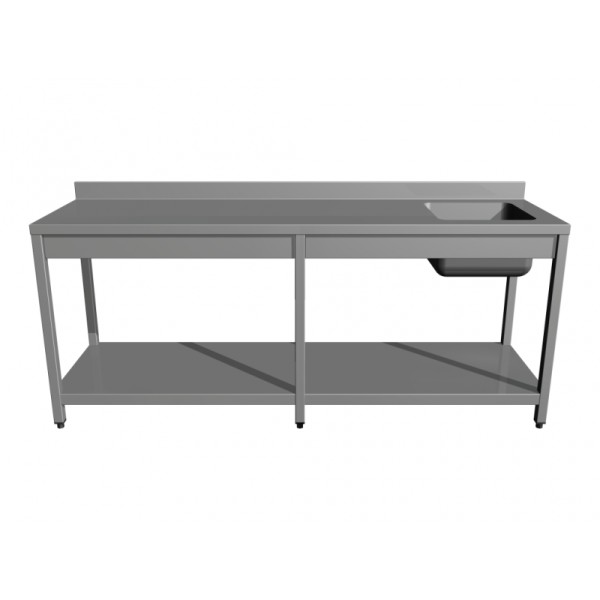 Masă cu spălător cu poliță și 6 picioare