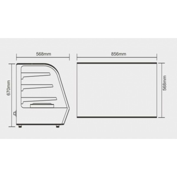 Vitrină caldă pentru expunere produse patiserie  RTR 160L