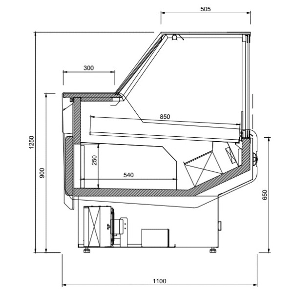 Vitrină frigorifică orizontală cu geam drept  L-1 MD/W/SP 100/110 MODENA