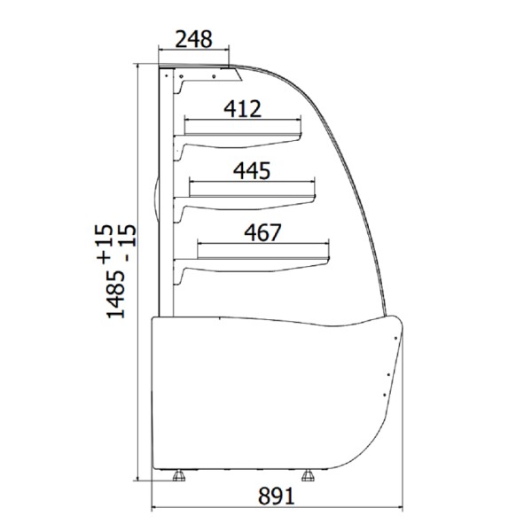 Vitrină neutră de prezentare  C-1 BL 90/NE BELLISSIMA
