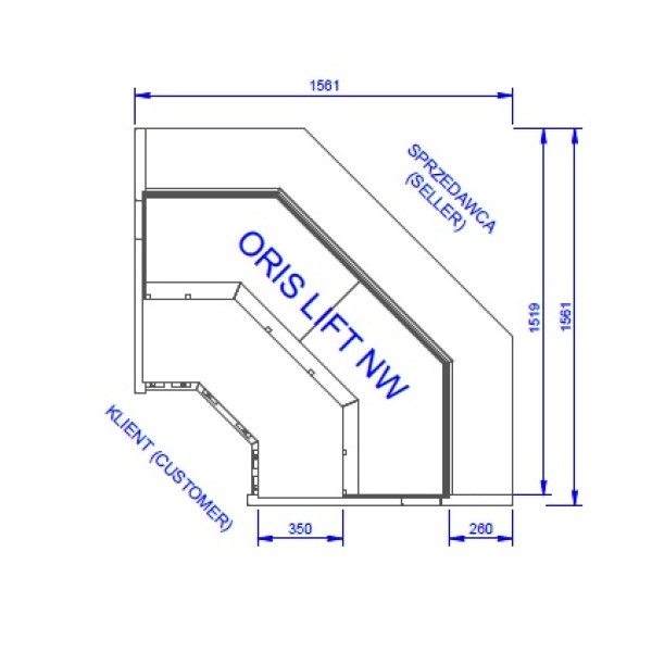 Vitrină frigorifică de colț interior  NW ORIS LIFT