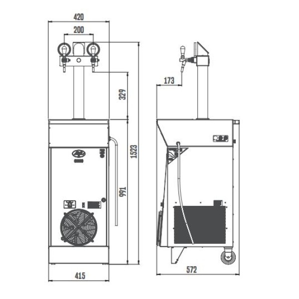 Răcitor de bere/apă mobil cu 2 robineți  CWP 300 New Green Line (Lindr)