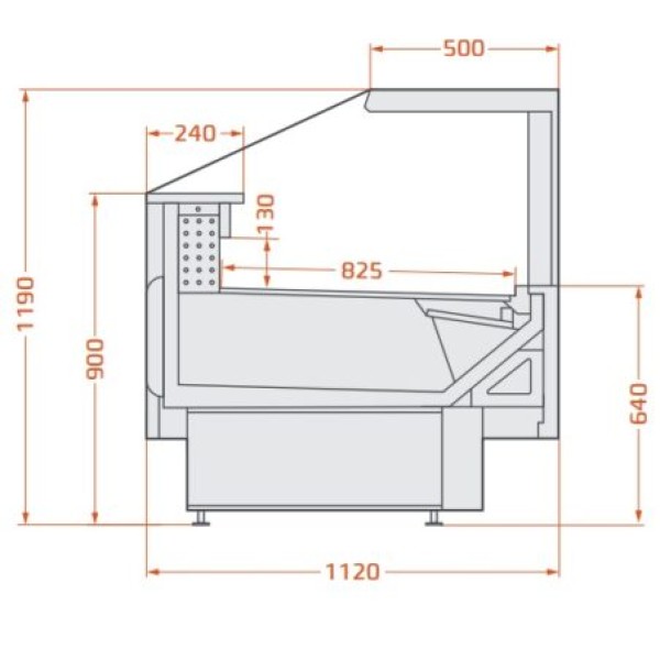 Vitrină frigorifică orizontală  LCNO NIXO 1,25