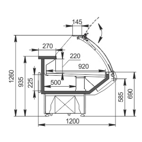 Vitrină frigorifică orizontală  MISSOURI 187 (AG-120-deli-PS-126-DBA) RAL 9005