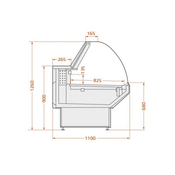 Vitrină frigorifică orizontală  LCDA DIUNA 2,5